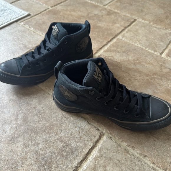 Converse All Black Mid-Top Sneakers - Picture 2 of 5